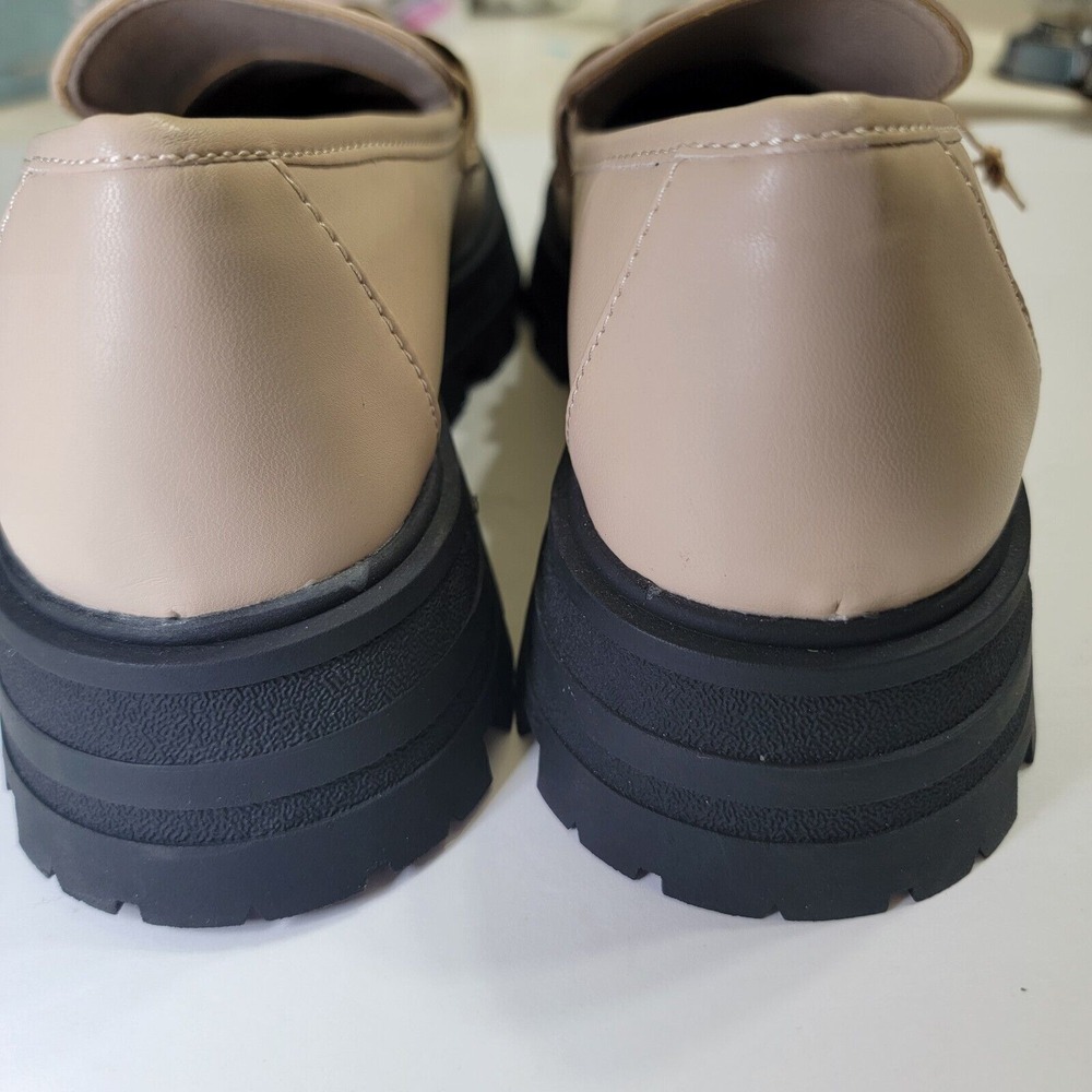 NEW MIA Beige Bronze Chain Slip-On Oxford Chunky Platforms Preppy 8.5 Y2K Academ - Picture 12 of 16